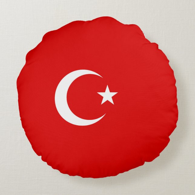 Turkish flag round pillow (Back)