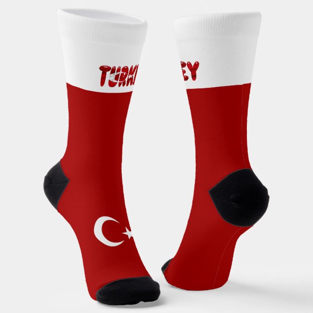 Turkish flag socks (Angled)