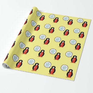 Turkish Flag Talking Ms. Penguin Personalized  Wrapping Paper