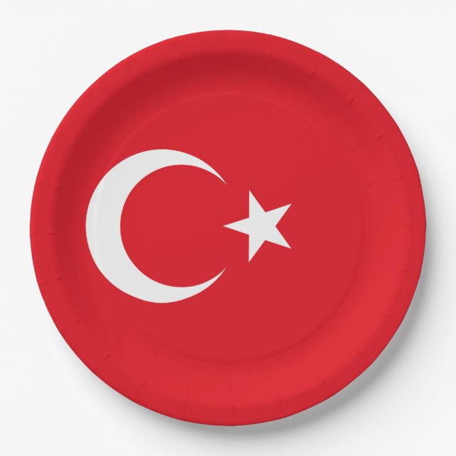 Turkish Flag (Turkey) Paper Plate (Front)