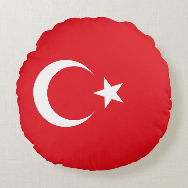 Turkish Flag (Turkey) Round Pillow (Front)