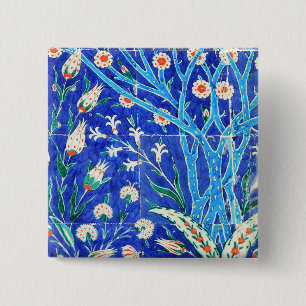 Turkish floral tiles 2 inch square button