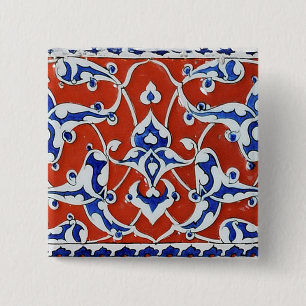 Turkish floral tiles 2 inch square button