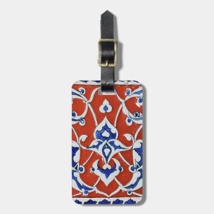 Turkish floral tiles luggage tag