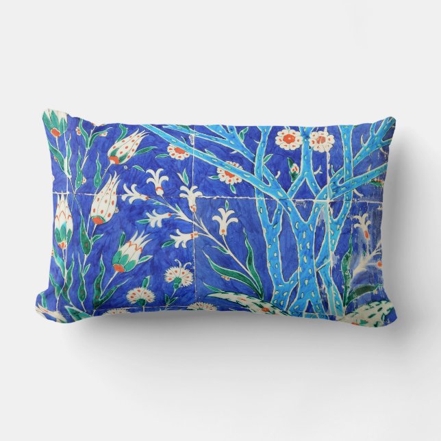 Turkish floral tiles lumbar pillow (Front)