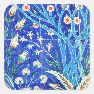 Turkish floral tiles square sticker