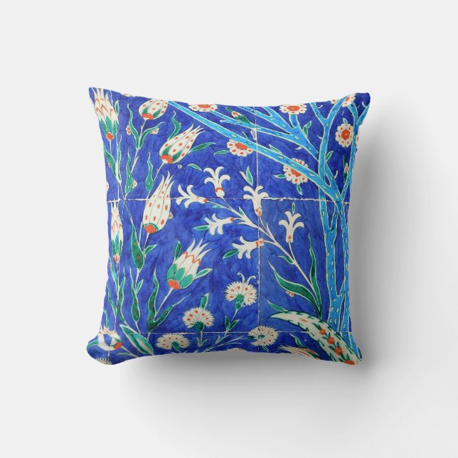 Turkish floral tiles throw pillow (Front)