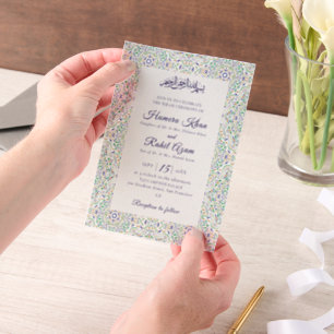 Turkish Geometric Motif Pattern Islamic Wedding Vellum Invitations