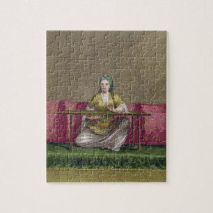 Turkish Girl, embroidering, 18th century (engravin Jigsaw Puzzle