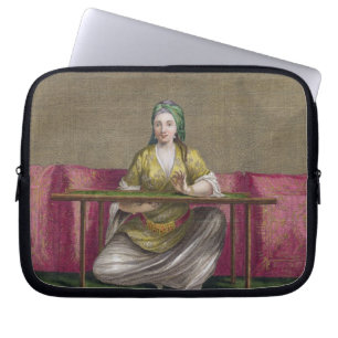 Turkish Girl, embroidering, 18th century (engravin Laptop Sleeve