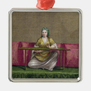 Turkish Girl, embroidering, 18th century (engravin Metal Ornament