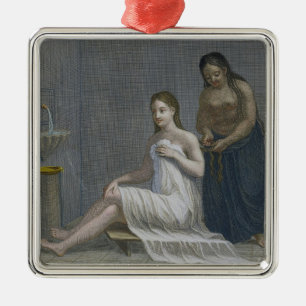 Turkish Girl, having her hair braided in the baths Metal Ornament