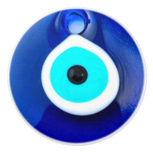 Turkish glass nazar ceramic knob