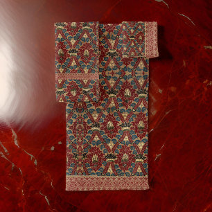 Turkish Greek Renaissance Ruby Red Lace Pattern Bath Towel Set