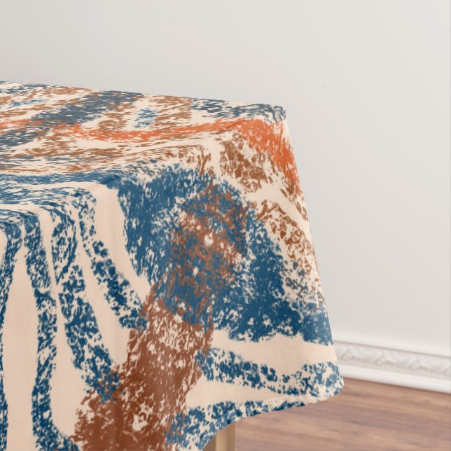 Turkish Inspired: Textured Navy & Terracotta Tablecloth (In Situ)