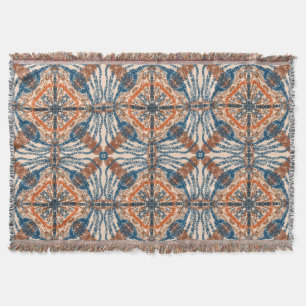Turkish Inspired: Textured Navy & Terracotta Throw Blanket