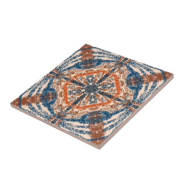 Turkish Inspired: Textured Navy & Terracotta Tile (Side)