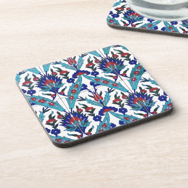 Turkish Iznik Floral Pattern Coaster (Left Side)