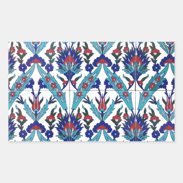 Turkish Iznik Floral Pattern Sticker (Front)