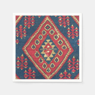 Turkish Kilim Carpet Rug Antique Red Blue Napkin