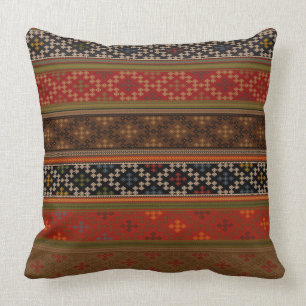 Turkish Kilim Pattern Colourful Tribal Throw Pillow