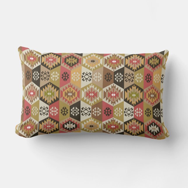 Turkish Kilim Tribal Vintage Lumbar Pillow (Front)
