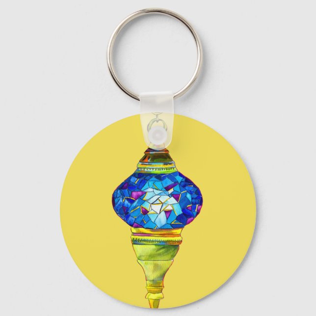 Turkish lamps mosaic art watercolor keychain (Front)