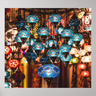 Turkish lamps: mosaic glass art poster