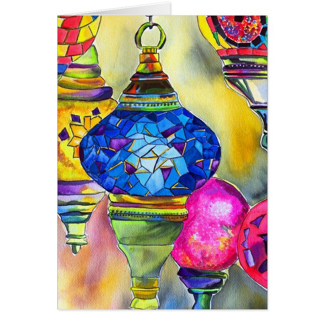 Turkish lamps mosaic watercolor fine art (Front)