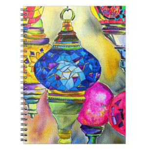 Turkish lamps mosaic watercolor fine art notebook