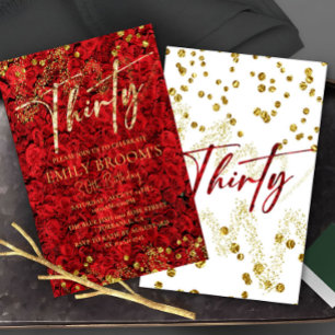 Turkish Love Roses 30th Birthday Invitation