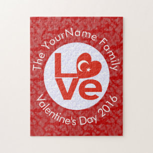 Turkish LOVE White on Red Jigsaw Puzzle