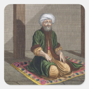 Turkish Man, praying, 18th century (engraving) Square Sticker