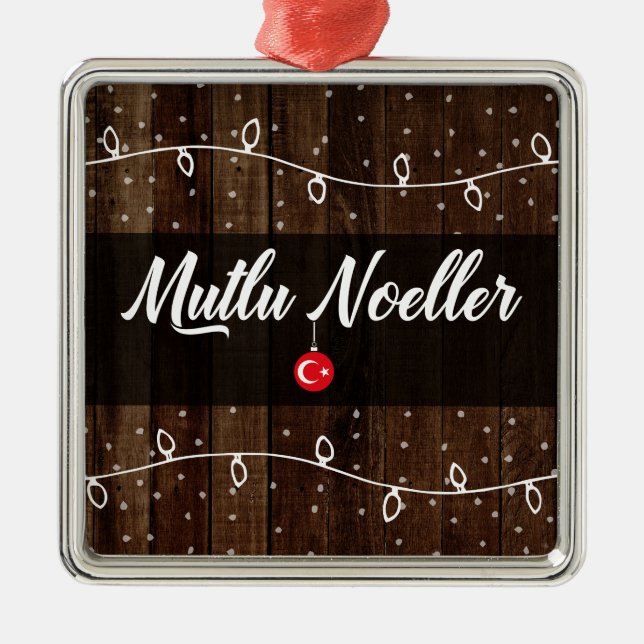 Turkish Merry Christmas, Mutlu Noeller Metal Ornament (Front)