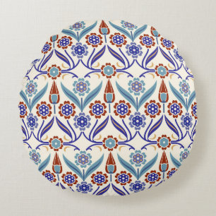 Turkish Mosaic: Colourful Seamless Pattern Round Pillow