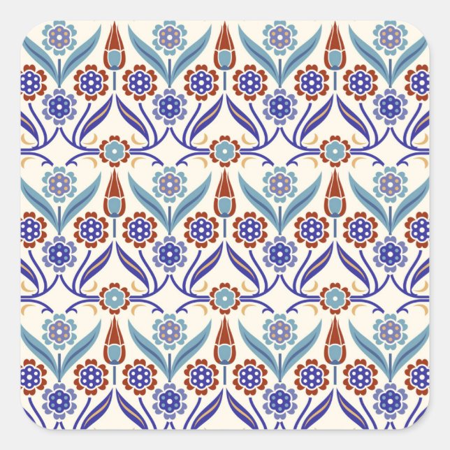 Turkish Mosaic: Colourful Seamless Pattern Square Sticker (Front)