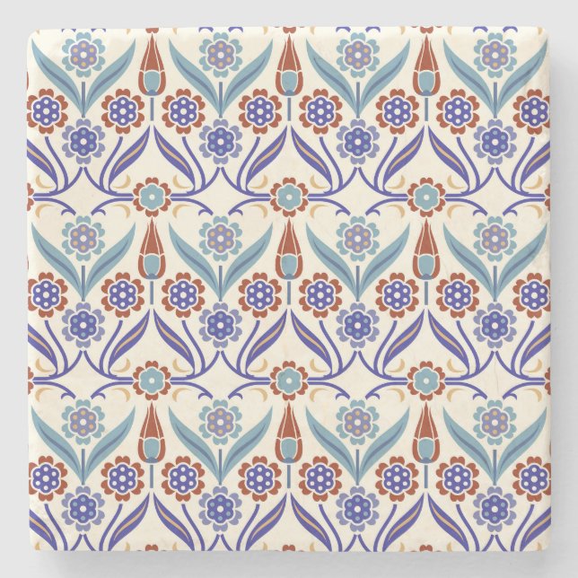 Turkish Mosaic: Colourful Seamless Pattern Stone Coaster (Front)