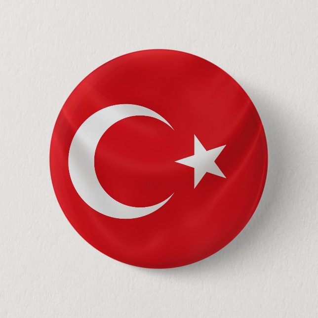 turkish national flag 2 inch round button (Front)
