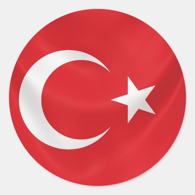 turkish national flag classic round sticker (Front)