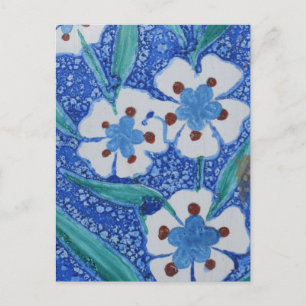 Turkish Ottoman Blue and White ceramic tile Postcard