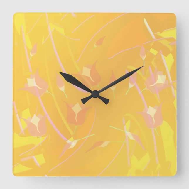 Turkish Poppy Square Wall Clock (Front)