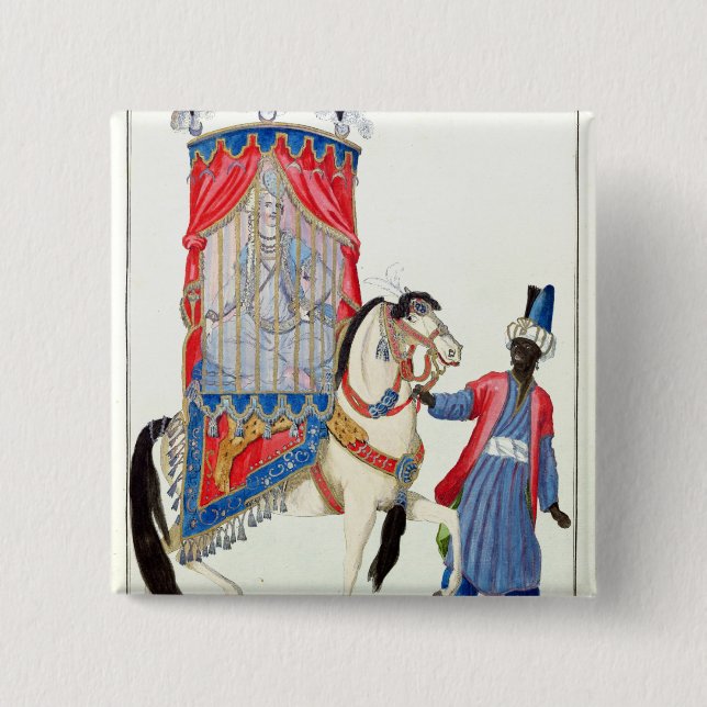 Turkish princess on her way to the mosque 2 inch square button (Front)