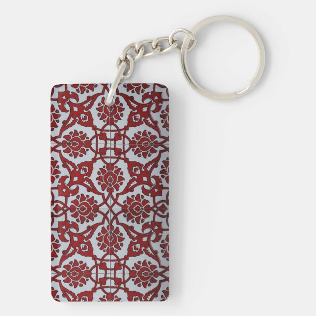 Turkish Red  Ceramic Floral Keychain (Back)