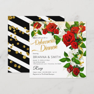 Turkish Roses Rehearsal Dinner Calligraphy Invitation
