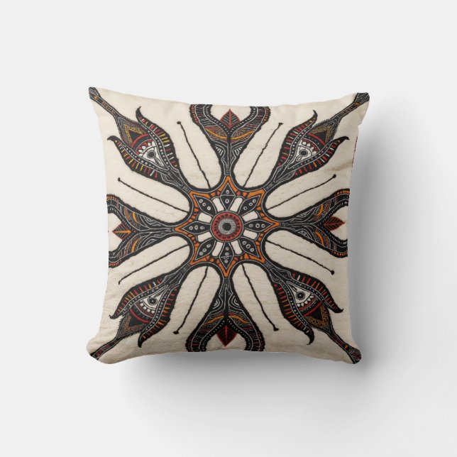 Turkish Rug Mandala Pillows: Exotic Patterns  Throw Pillow (Front)