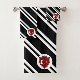 Turkish shield flag bath towel set