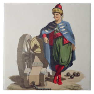 Turkish Soldier, from 'Costumes of the Various Nat Tile