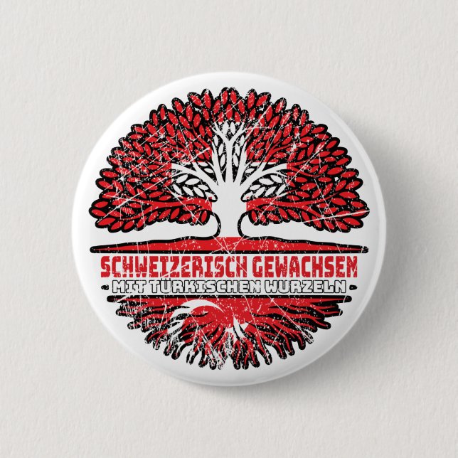 Turkish Swiss tree root flag 2 Inch Round Button (Front)