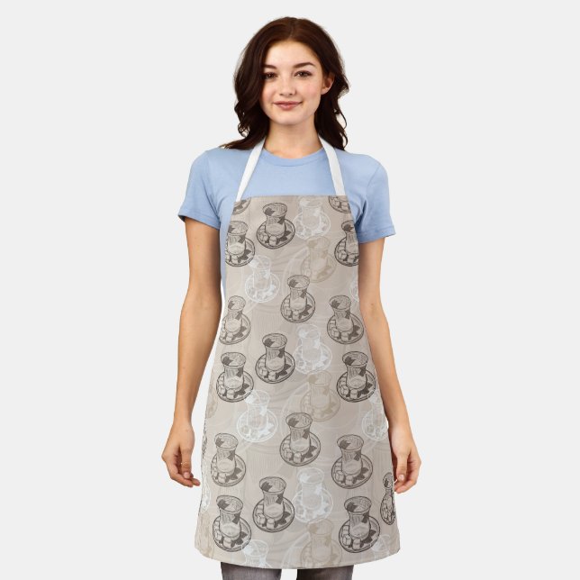 Turkish tea cup saucer sugar cubes apron (Worn)