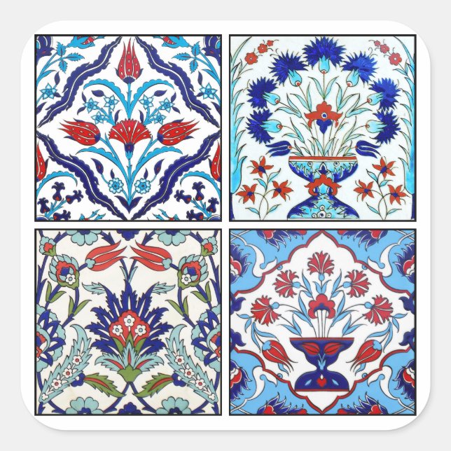 Turkish tiles collection square sticker (Front)